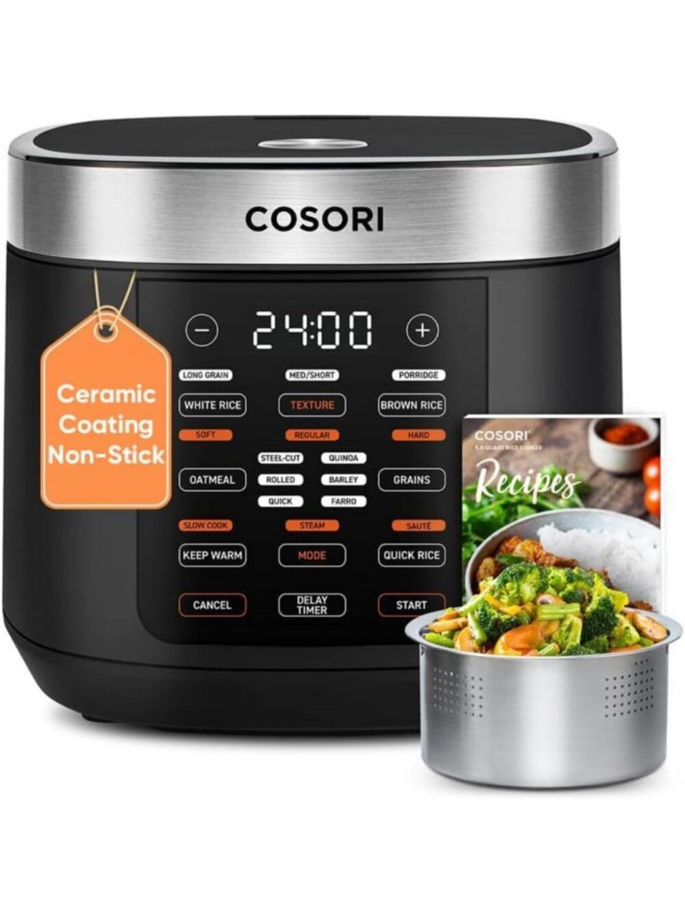 10-Cup Rice Cooker with Fuzzy Logic, Ceramic Inner Pot, 18-in-1 Multi-Cooker